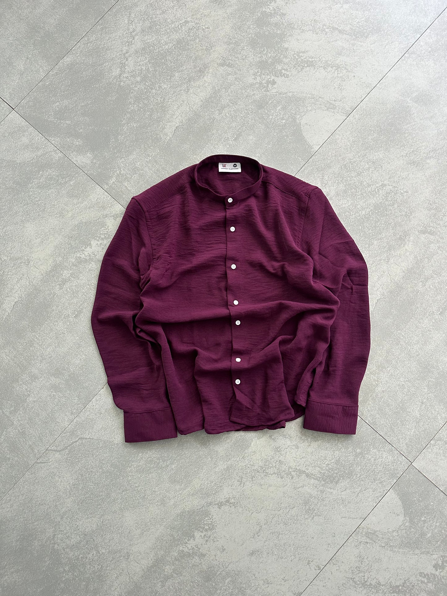 Regular Fit Chinese Collar Shirt IMP Fabirc Purple