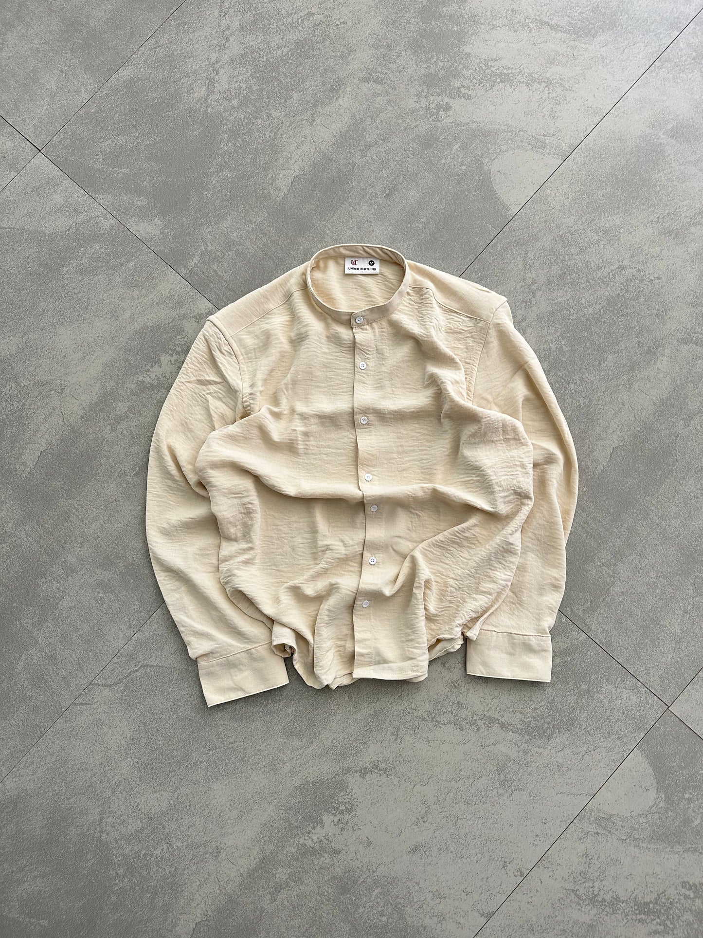 Regular Fit Chinese Collar Shirt IMP Fabirc Light Sandel