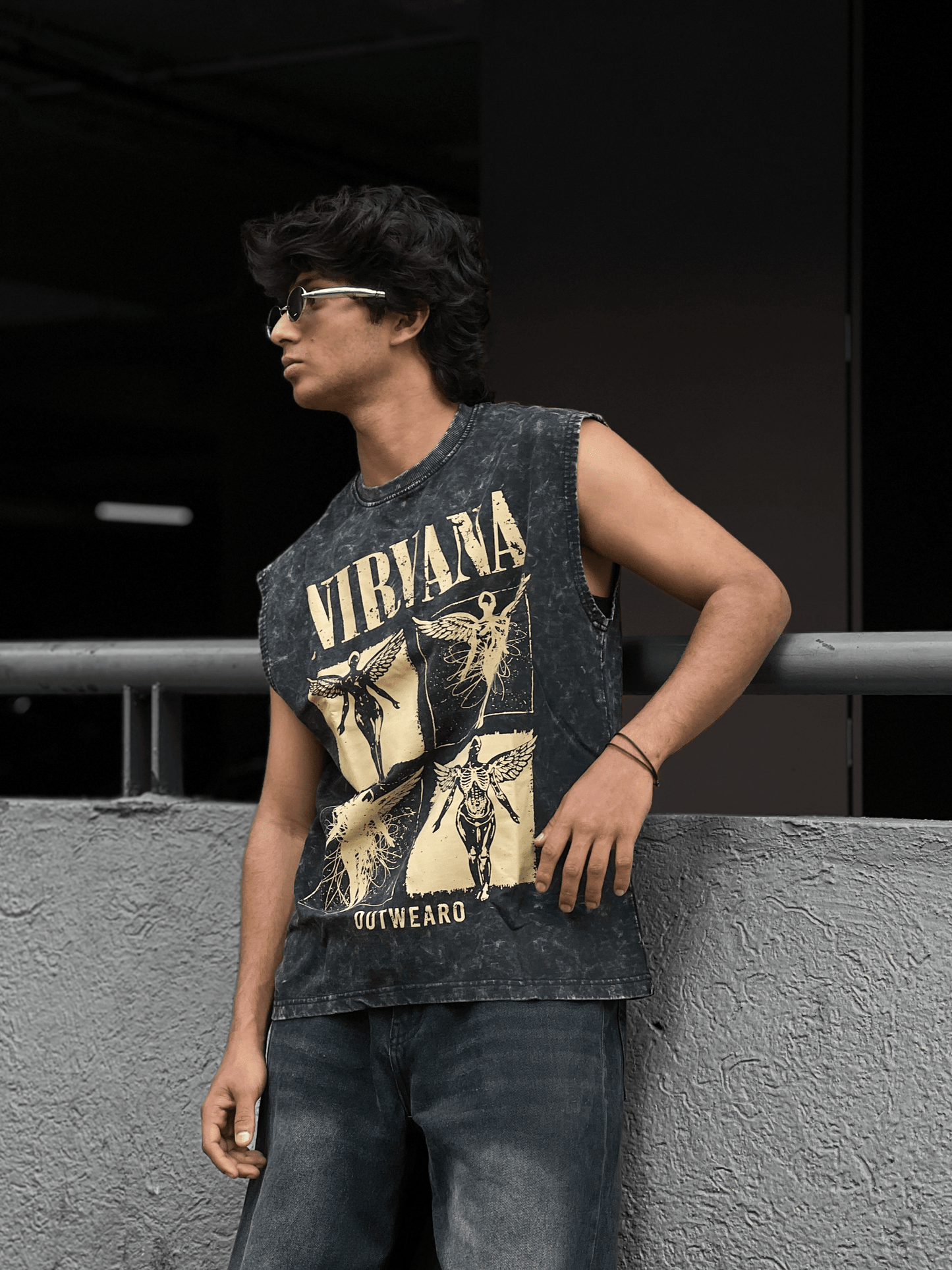 Acid wash Sleeveless tshirt NIRVANA - outwearo