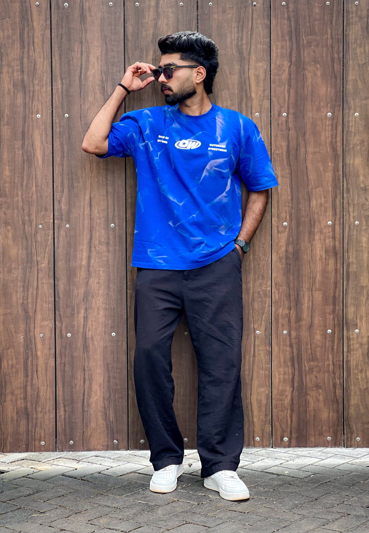 Acid wash tshirt blue - outwearo