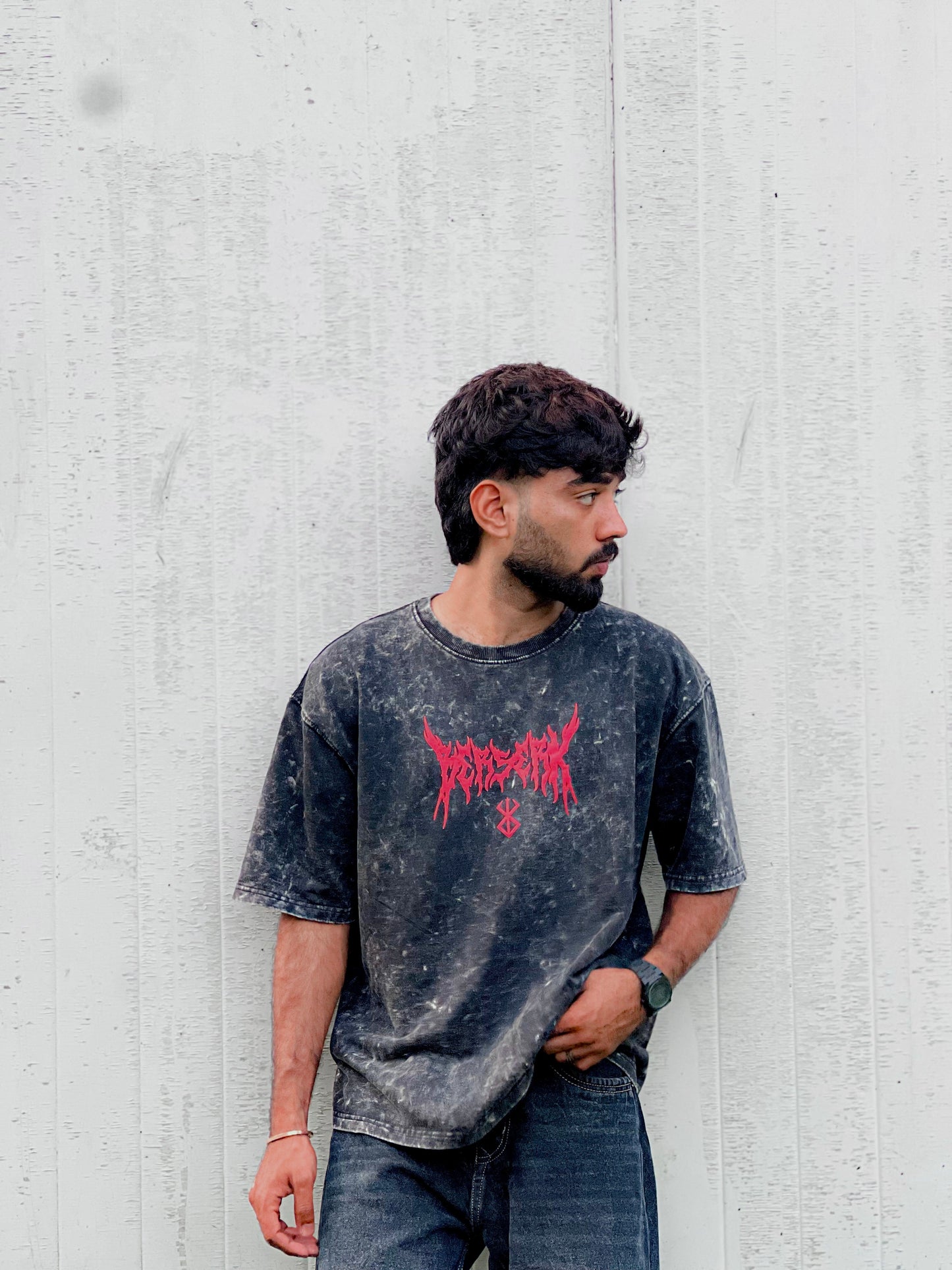 Oversized Acid wash berserk Tshirt Black - outwearo
