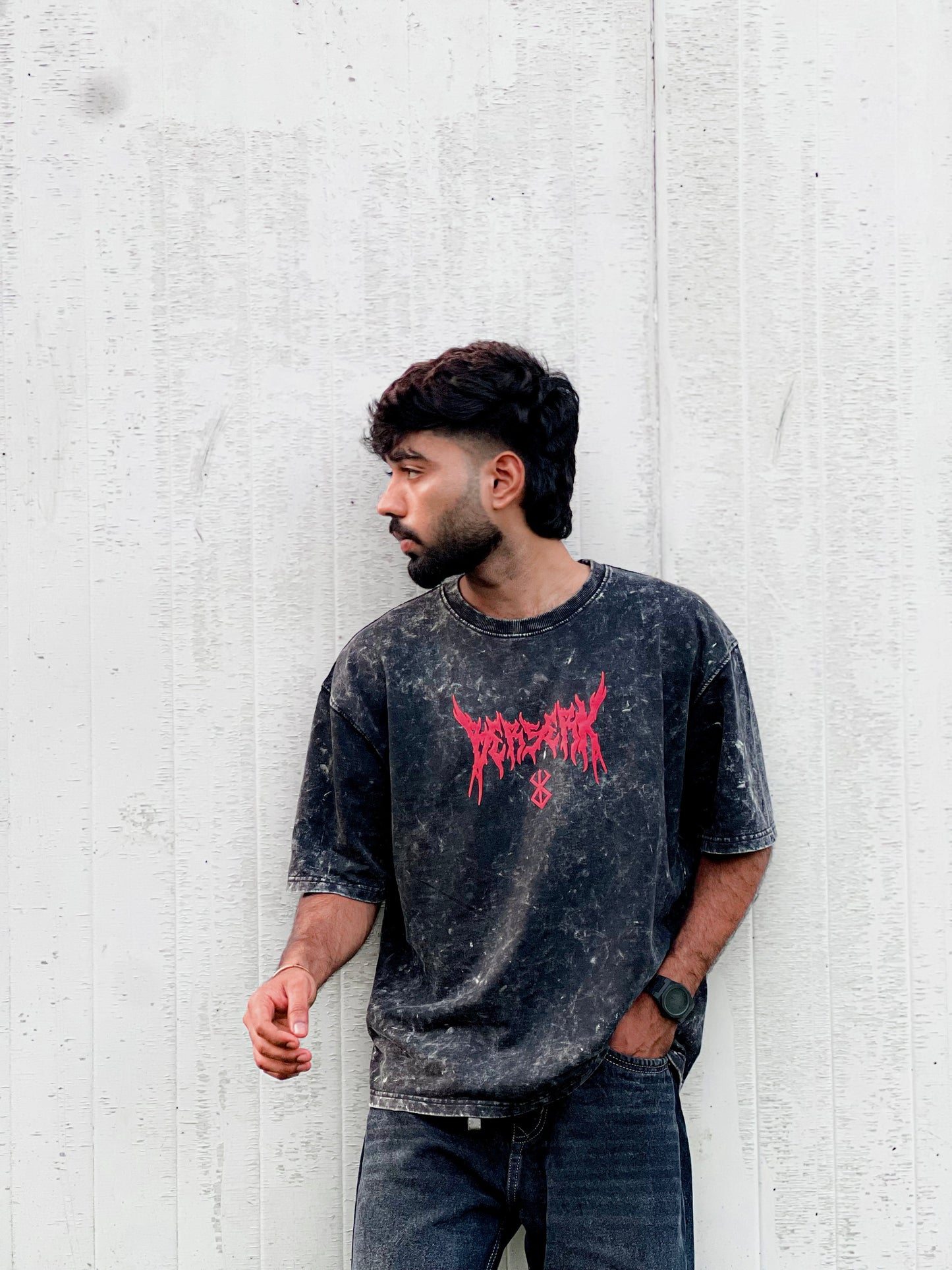 Oversized Acid wash berserk Tshirt Black - outwearo