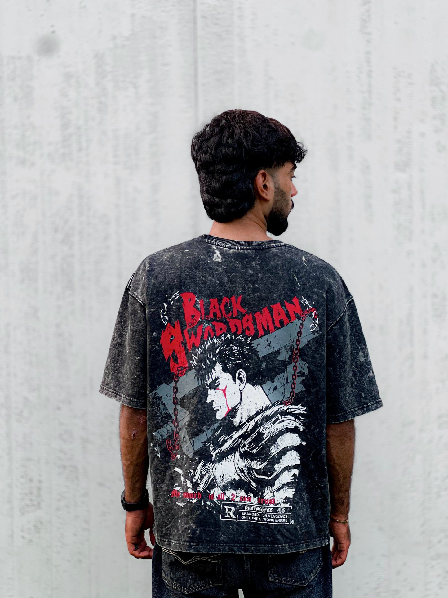 Oversized Acid wash berserk Tshirt Black - outwearo