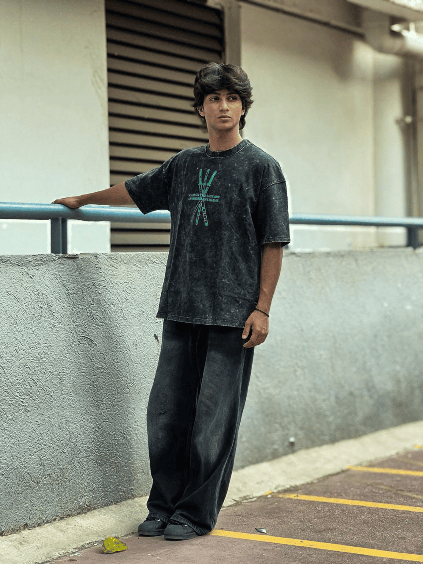 Oversized Acide wash Tshirt Black ZORO New - outwearo
