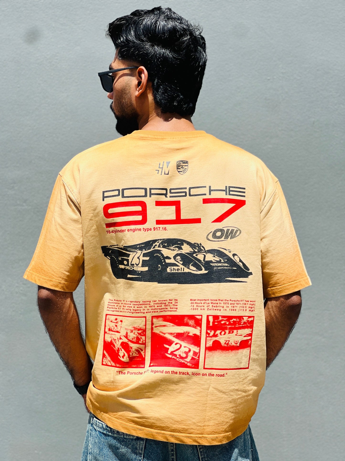Oversized Gradient washed Porsche Tshirt Brown - outwearo