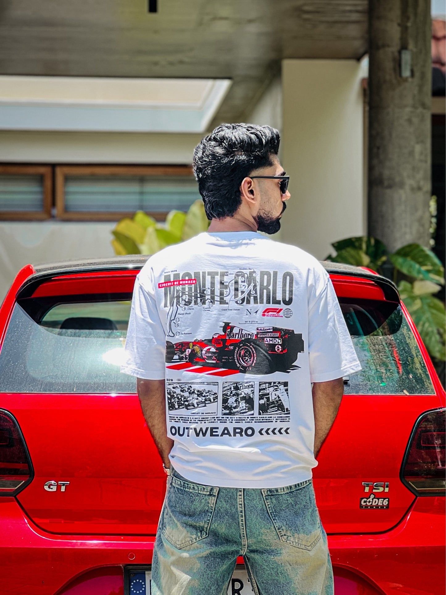 Oversized Sports car Tshirt White - outwearo