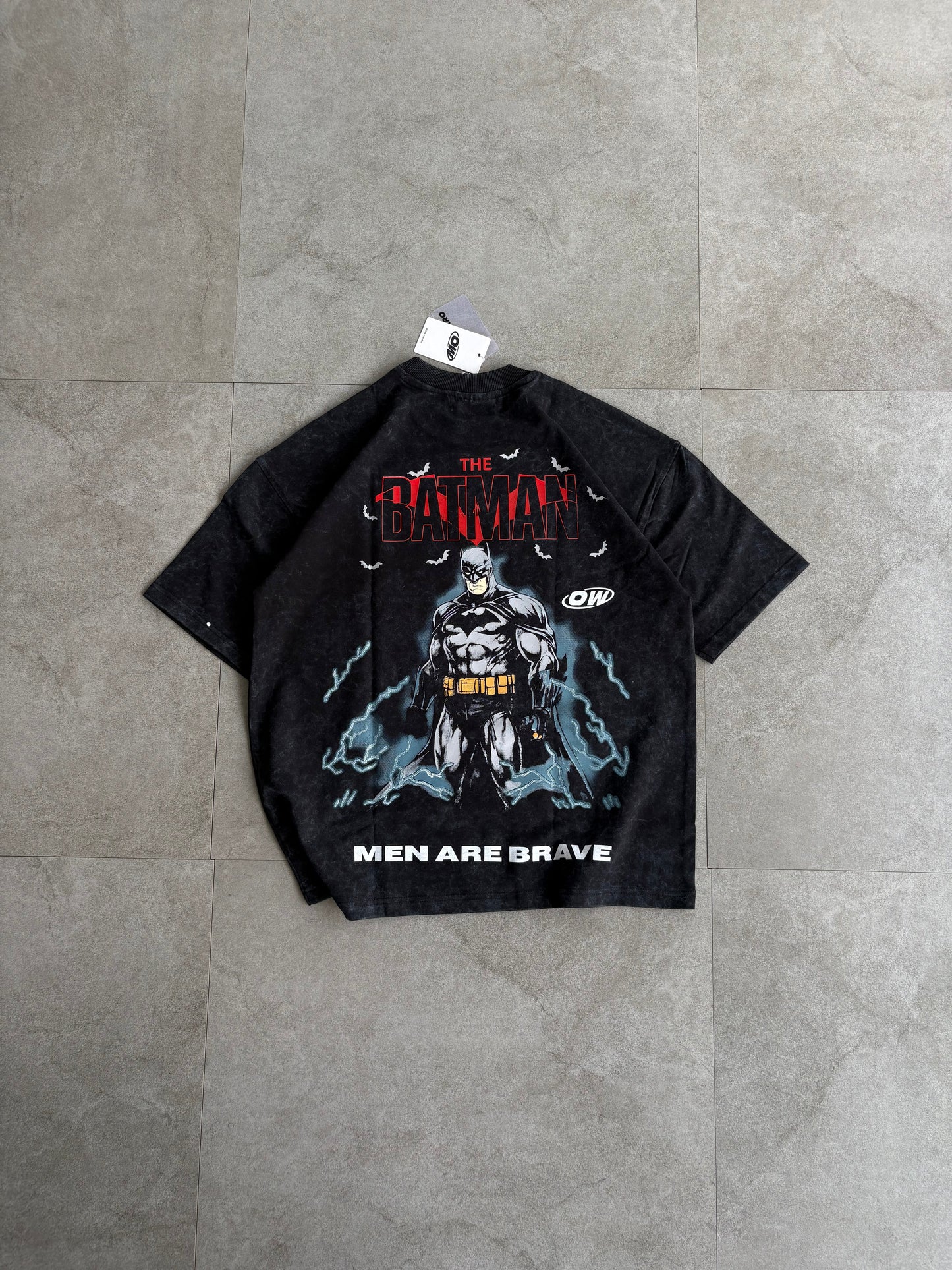 Oversized Stone washed Batman Tshirt - outwearo