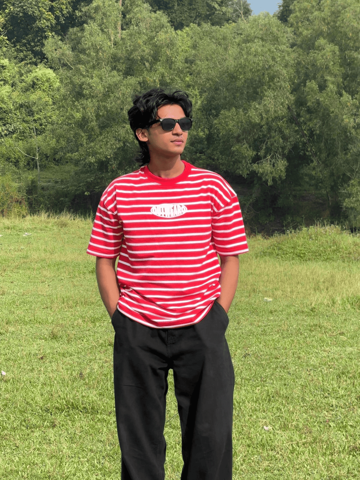 Oversized Striped Tshirt RED - outwearo