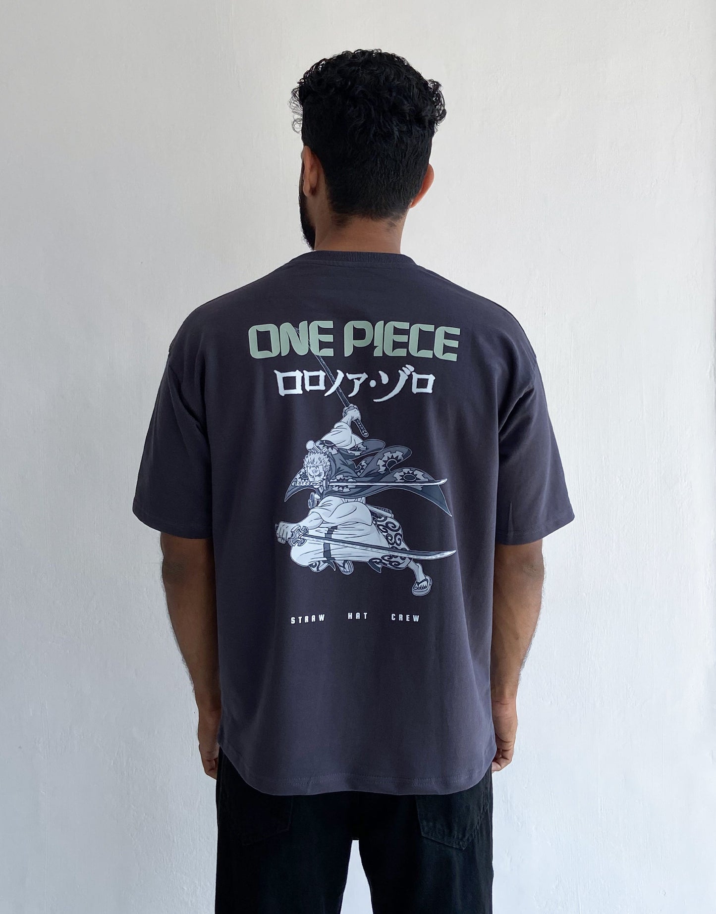 Zoro One Piece Oversized Tshirt Dark Grey - outwearo