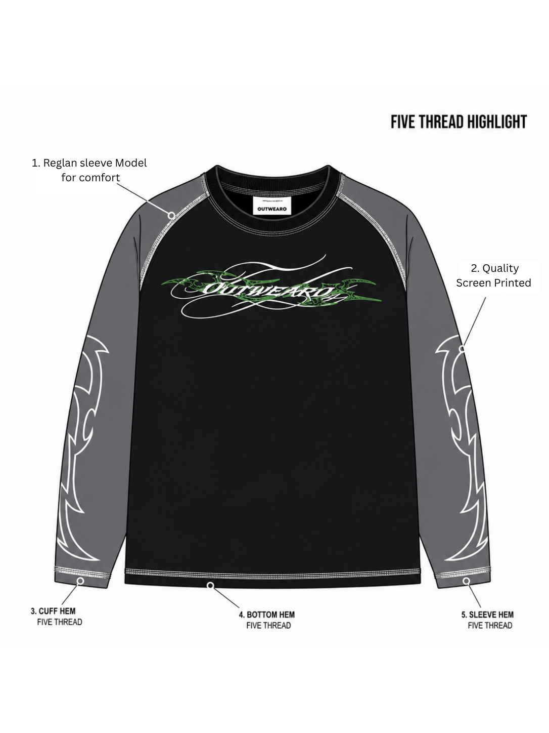 Fivethread Reglan sleeve Full sleeve Black