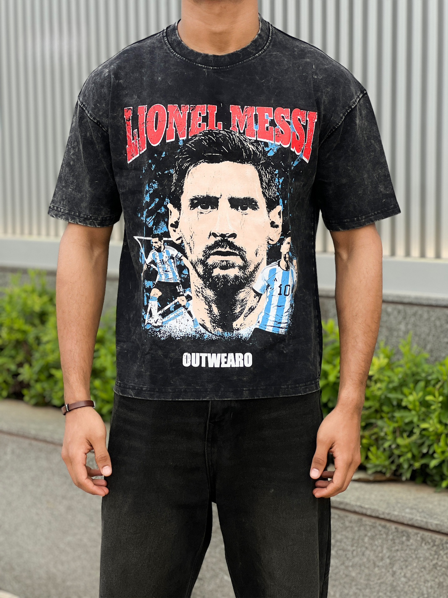 Oversized Acide wash Tshirt Messi