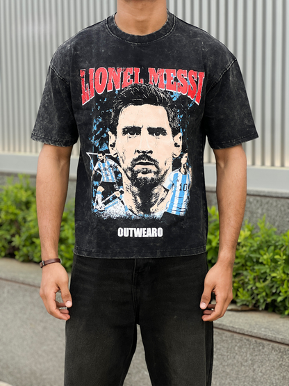 Oversized Acide wash Tshirt Messi