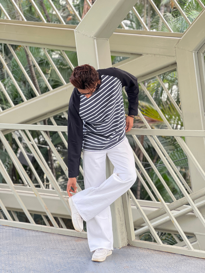 Fullsleeve striped Reglan sleeve Grey Body