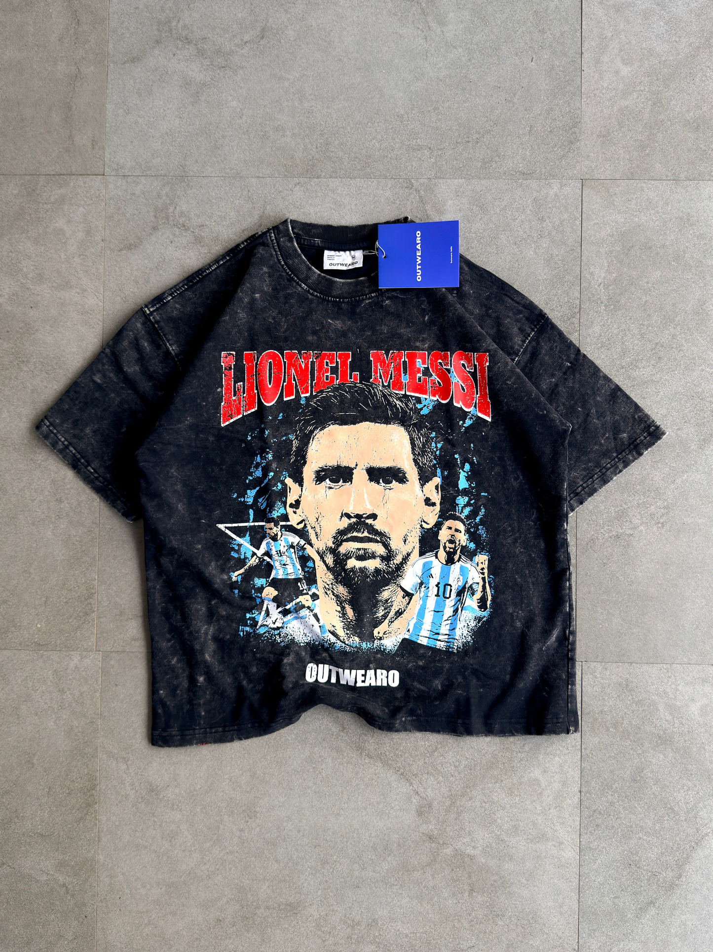 Oversized Acide wash Tshirt Messi