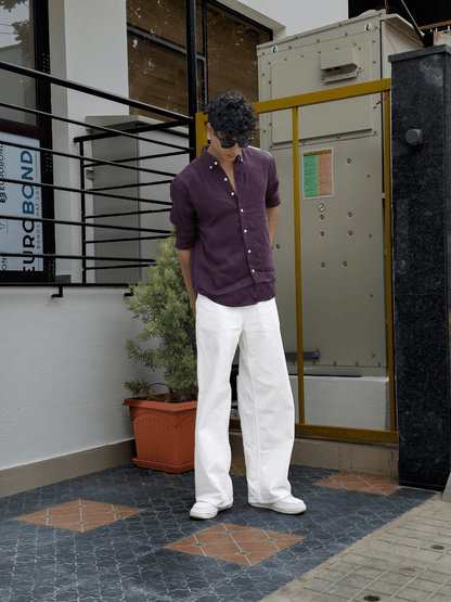 Relaxed Fit Cotton linen shirt violet