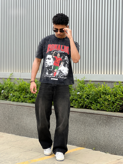 Oversized Acide wash Tshirt Ronaldo