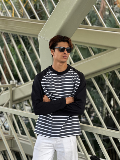 Fullsleeve striped Reglan sleeve Grey Body