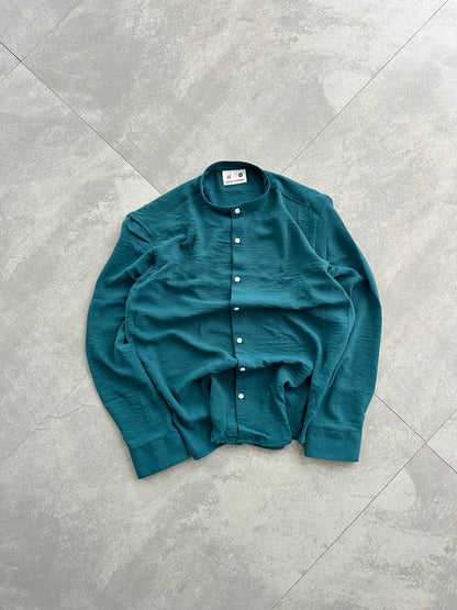 Regular Fit Chinese Collar Shirt IMP Fabirc Peacock blue