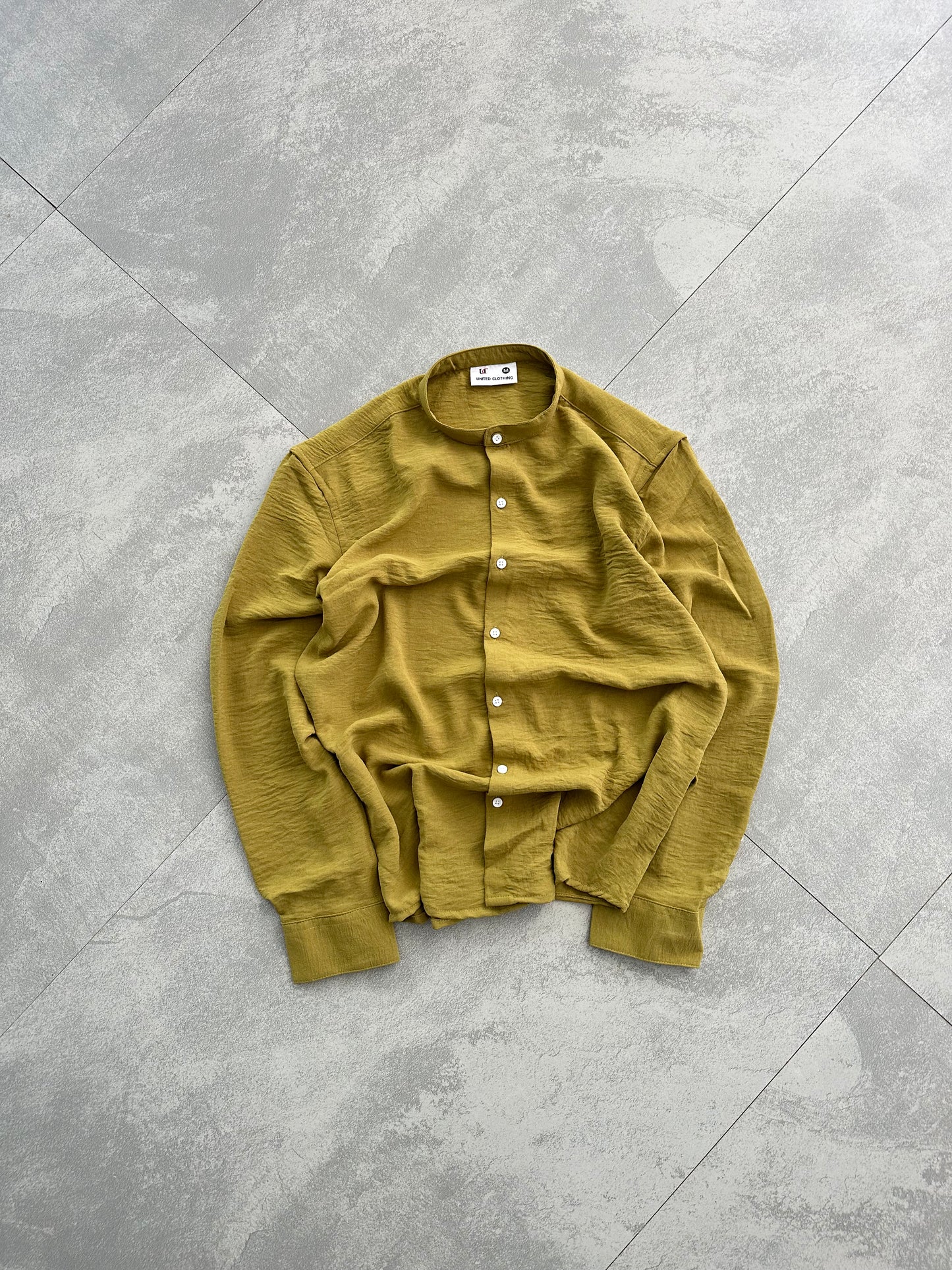 Regular Fit Chinese Collar Shirt IMP Fabirc Mustard yellow