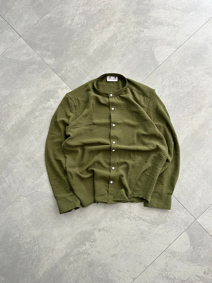 Regular Fit Chinese Collar Shirt IMP Fabirc Olive Green