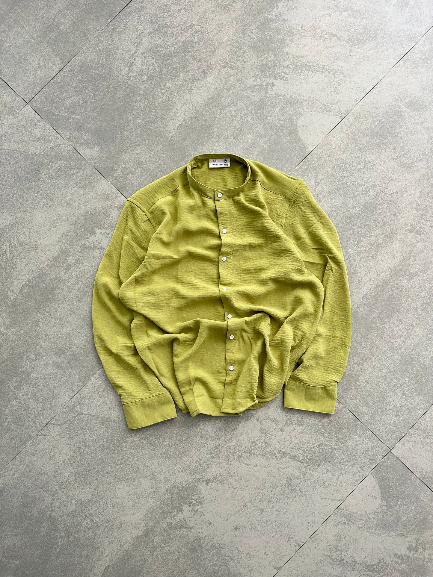 Regular Fit Chinese Collar Shirt IMP Fabirc Lime green