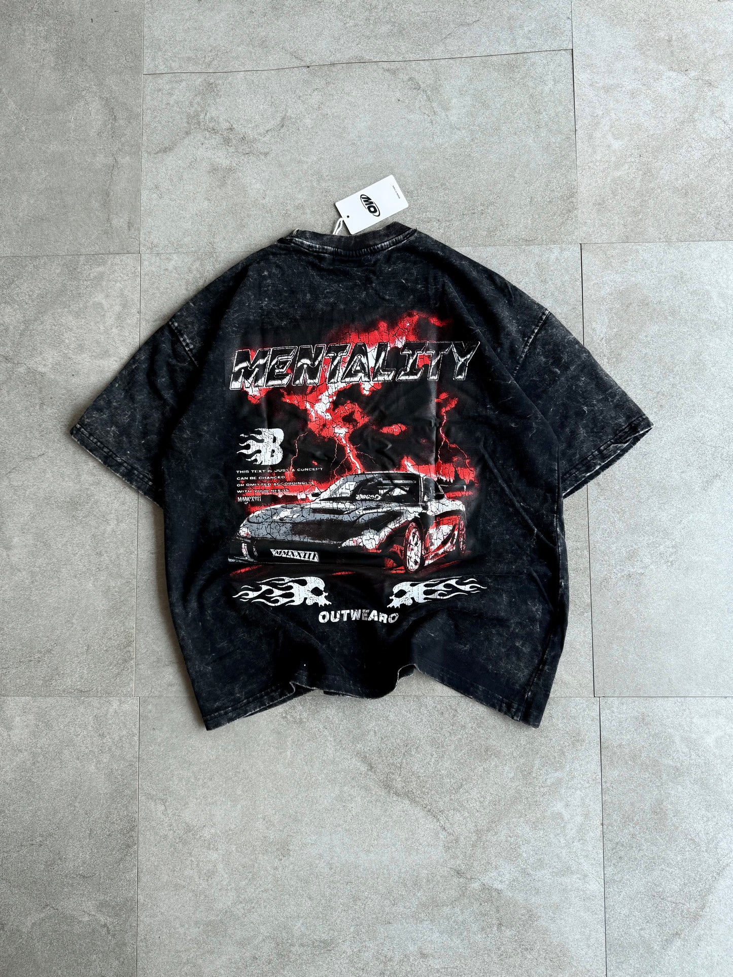 Oversized acide wash Vintage Car Mentality black