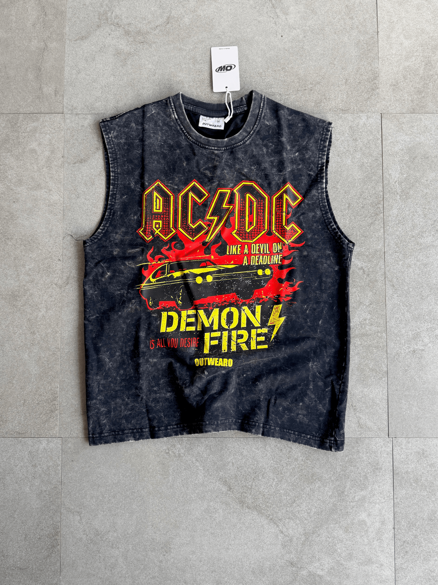 Acid wash Sleeveless tshirt ACDC - outwearo