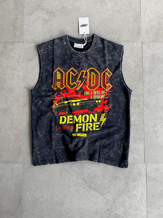 Acid wash Sleeveless tshirt ACDC - outwearo