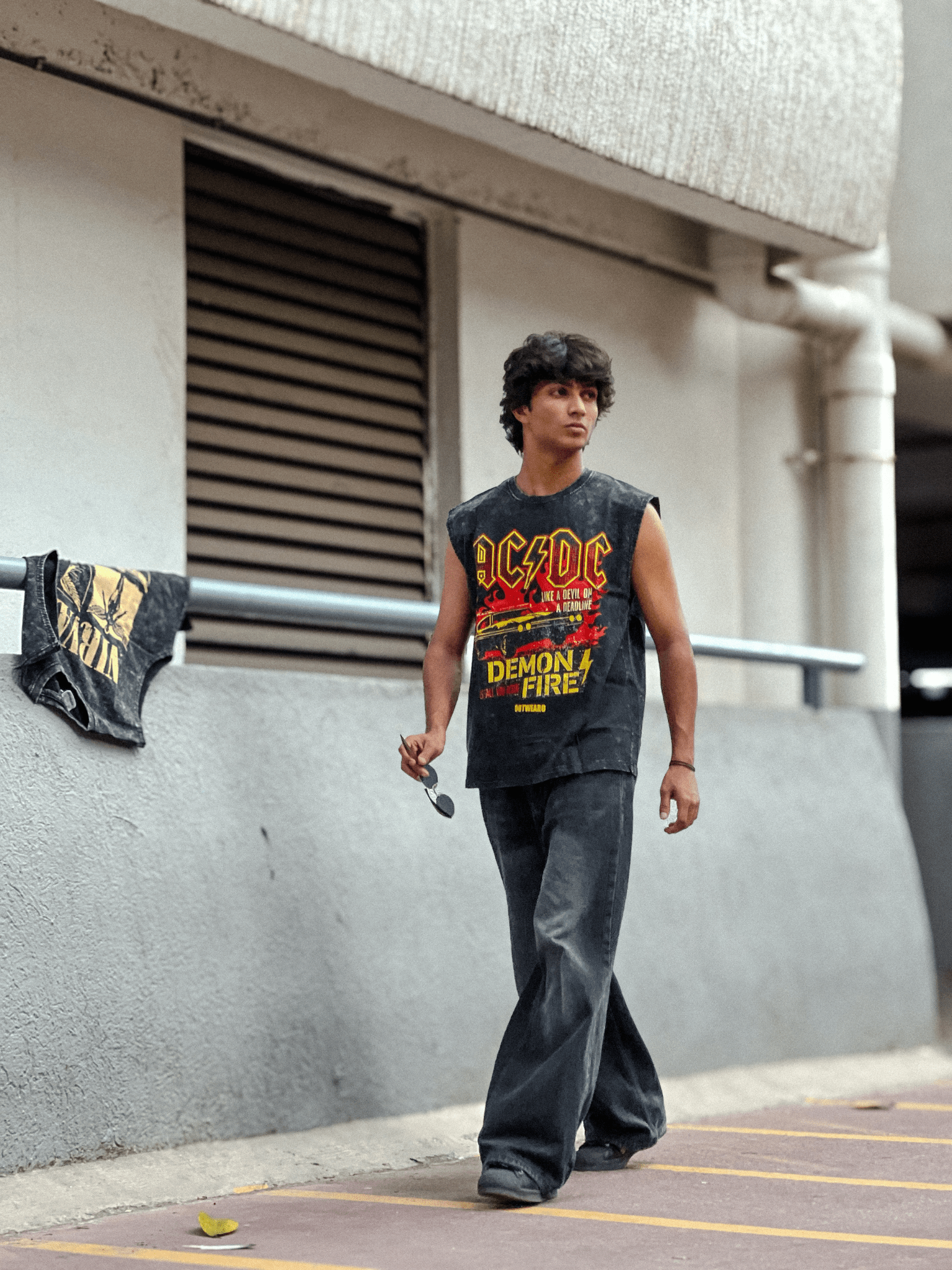 Acid wash Sleeveless tshirt ACDC - outwearo