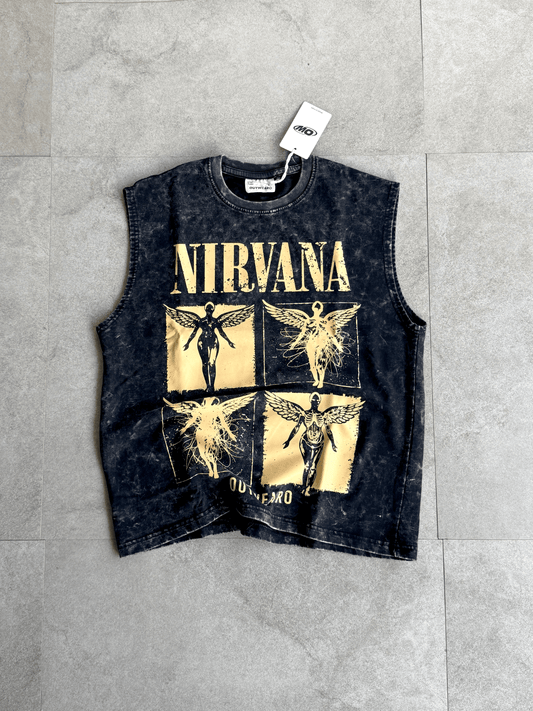 Acid wash Sleeveless tshirt NIRVANA - outwearo