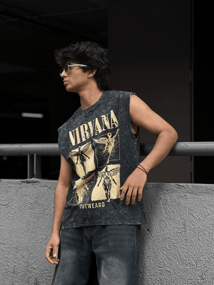 Acid wash Sleeveless tshirt NIRVANA - outwearo