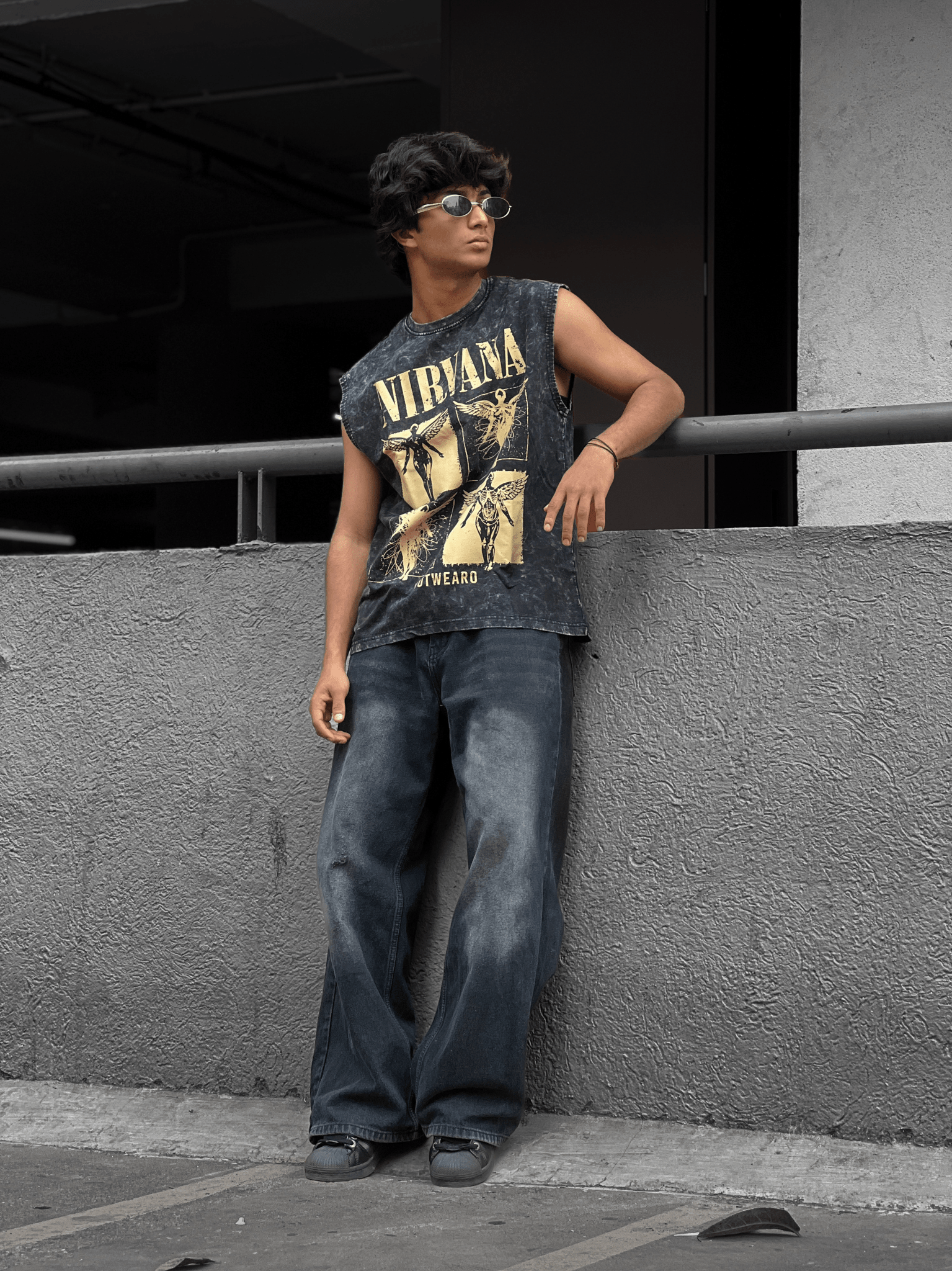 Acid wash Sleeveless tshirt NIRVANA - outwearo