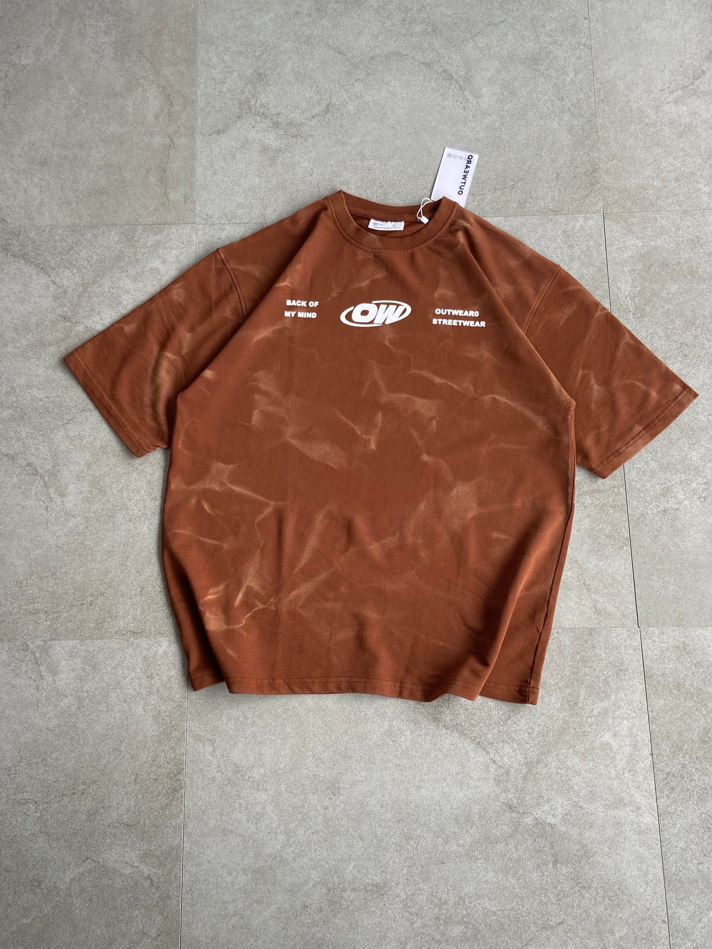 Acid Wash Tshirt Brown - outwearo