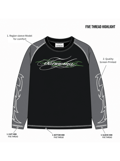 Fivethread Reglan sleeve Full sleeve Black - outwearo