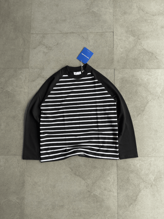 Fullsleeve striped Reglan sleeve Black Body - outwearo