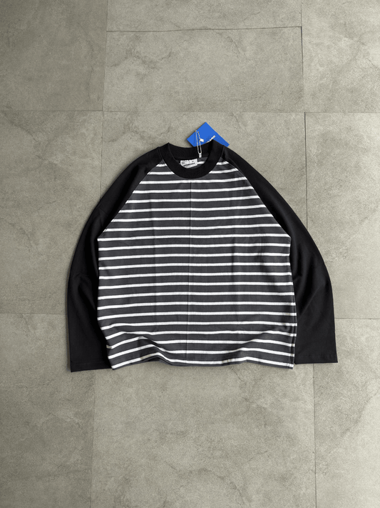 Fullsleeve striped Reglan sleeve Grey Body - outwearo