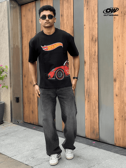 Hotwheels Side Car Design tshirt Black - outwearo