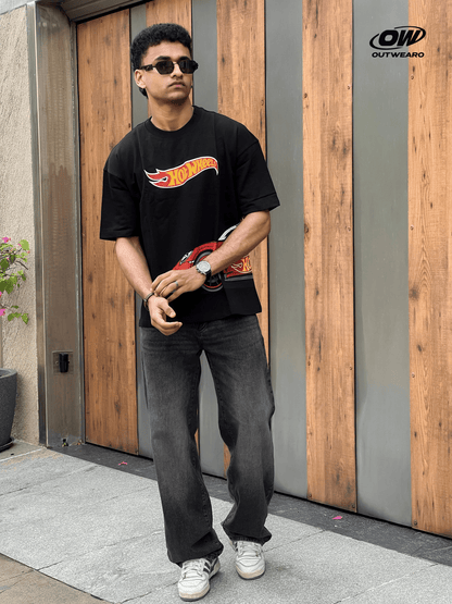Hotwheels Side Car Design tshirt Black - outwearo