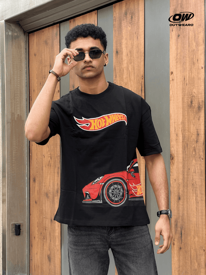 Hotwheels Side Car Design tshirt Black - outwearo