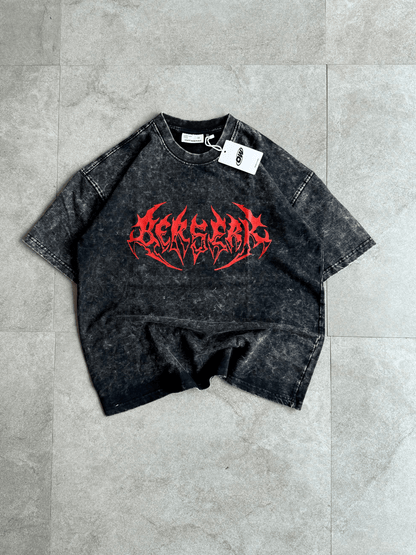 Oversized acid wash Berserk sword tshirt Black - outwearo