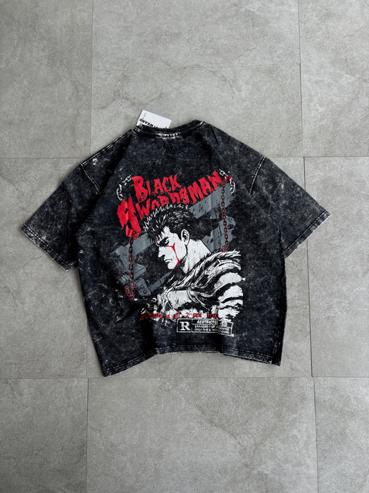 Oversized Acid wash berserk Tshirt Black - outwearo
