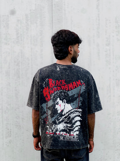 Oversized Acid wash berserk Tshirt Black - outwearo