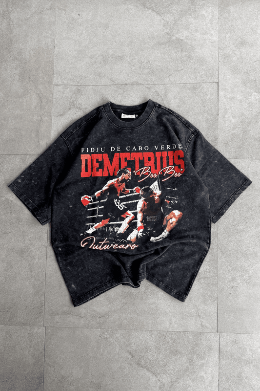 Oversized acid wash Vintage Boxing Tshirt Boxing Fight Design - outwearo