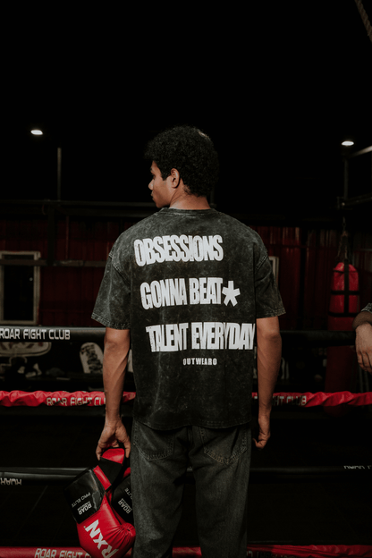 Oversized acid wash Vintage Boxing Tshirt Boxing Fight Design - outwearo