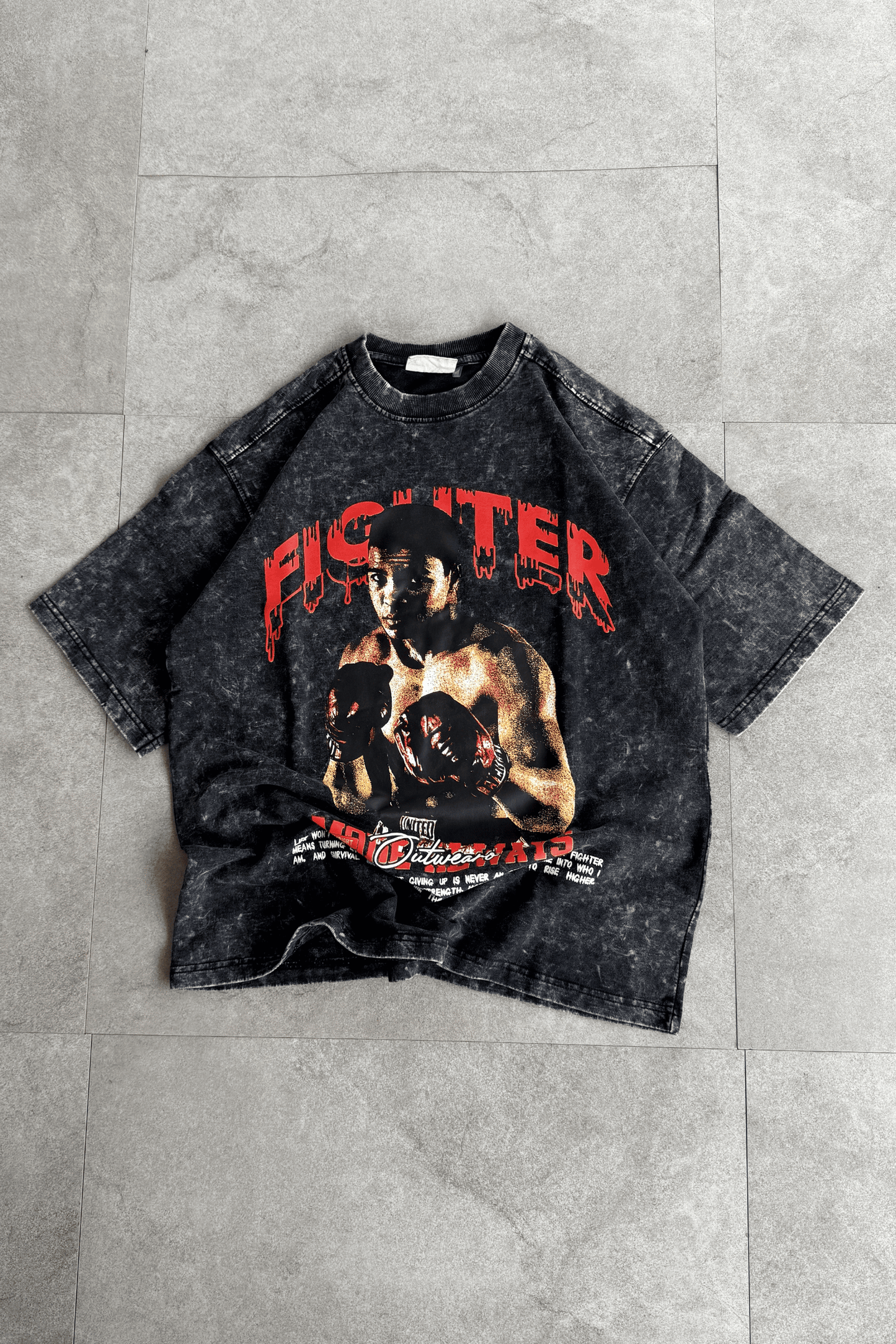 Oversized acid wash Vintage Boxing Tshirt Mohammed ali - outwearo