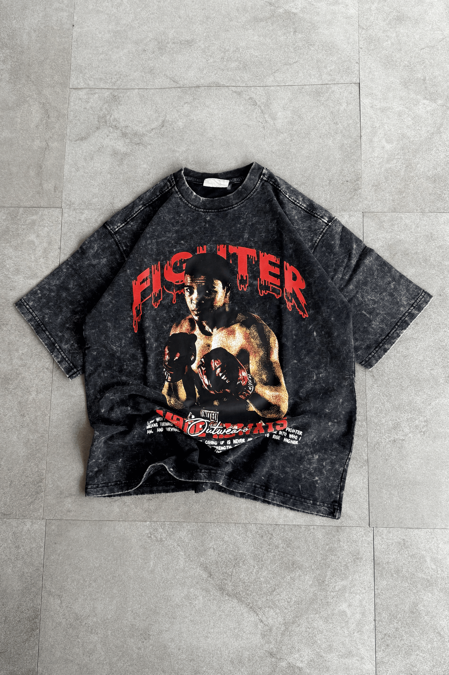 Oversized acid wash Vintage Boxing Tshirt Mohammed ali - outwearo