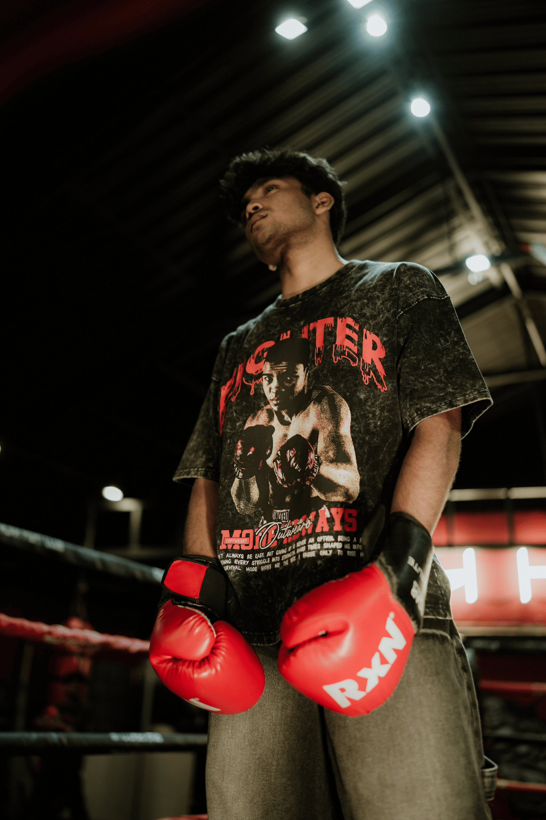 Oversized acid wash Vintage Boxing Tshirt Mohammed ali - outwearo