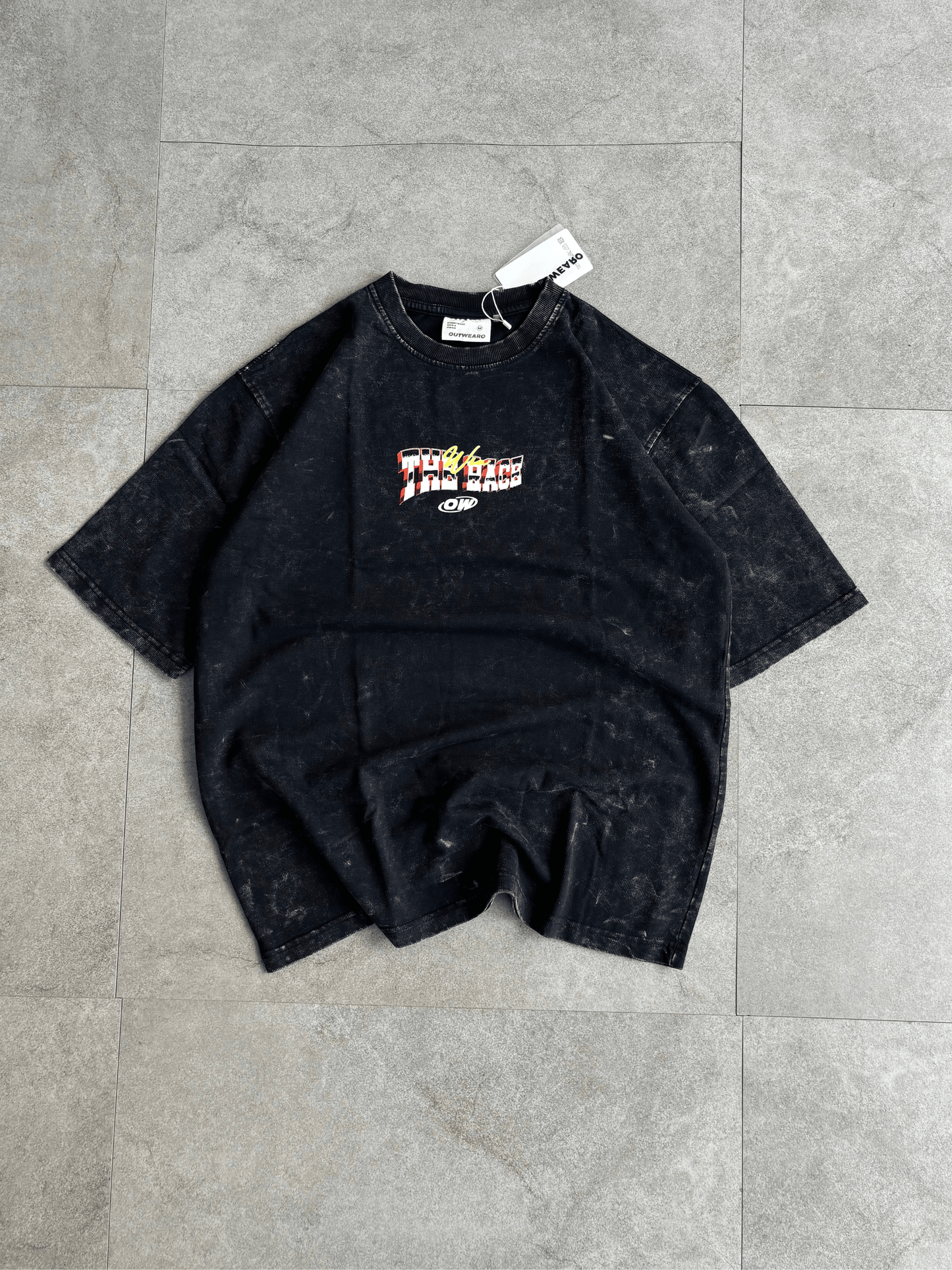 Oversized Acid wash vintage car Tshirt - Black - outwearo