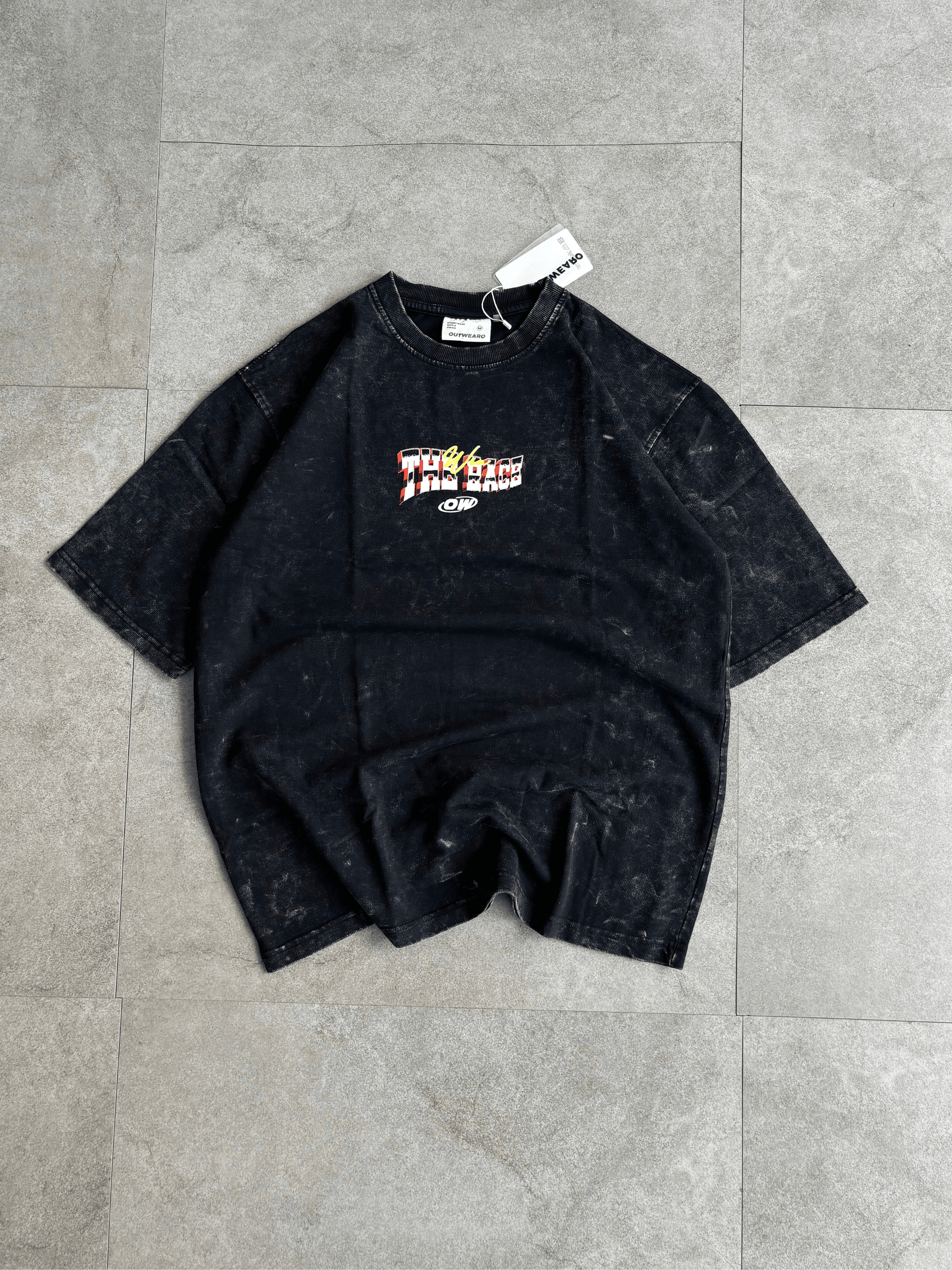 Oversized Acid wash vintage car Tshirt - Black - outwearo