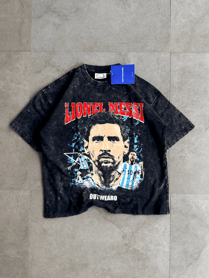 Oversized Acide wash Tshirt Messi - outwearo